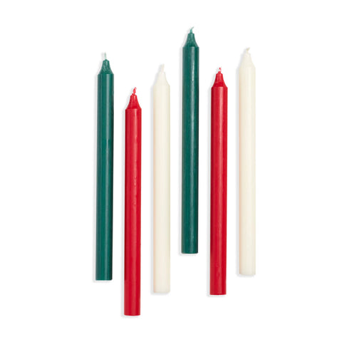 Festive Palette Taper Candles | Red/Ivory
