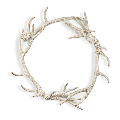 24" Washed Antler Wreath | White