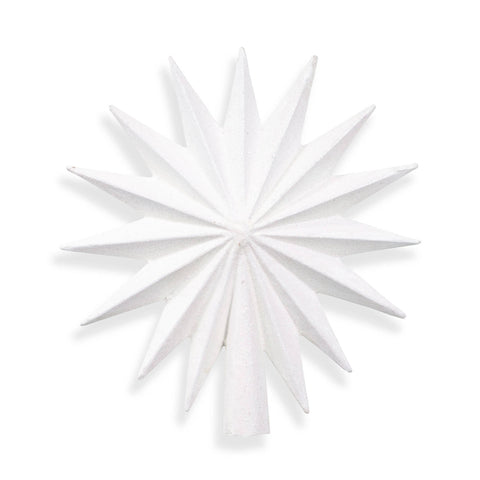 Paper Mache Star Tree Topper | White