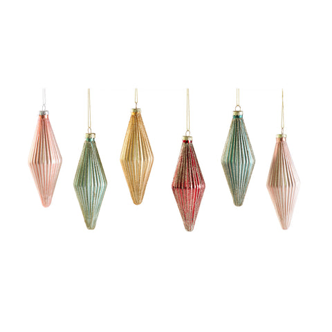 Ribbed Rhombus Ornaments/Set of 6 | Mineral