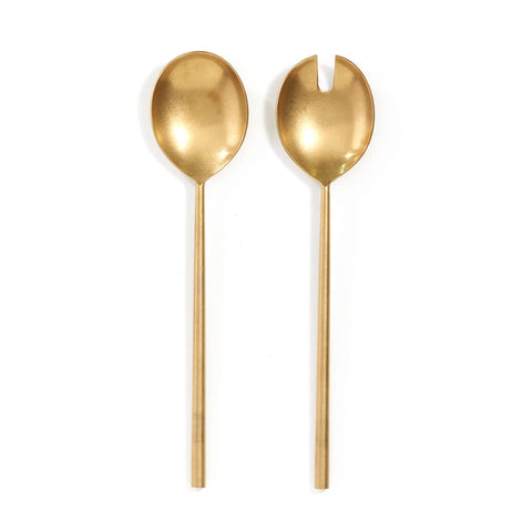 Hand Forged Salad Servers Set | Gold