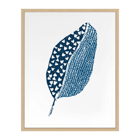 Block Print Leaf Wall Art | Indigo