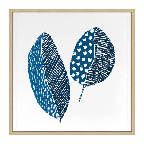 Block Print Leaf Wall Art | Indigo