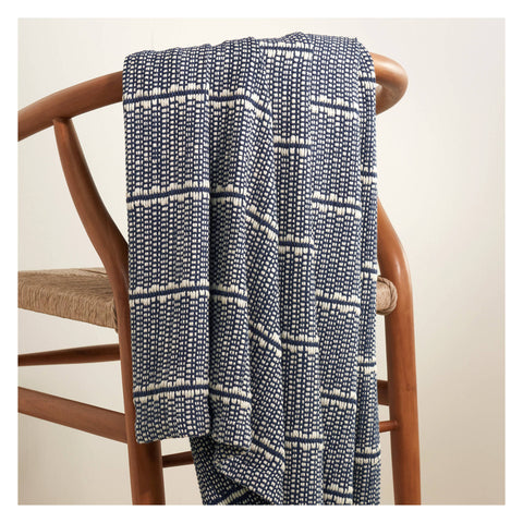 Archer Woven Cotton Throw | Navy