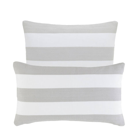 Catamaran Stripe Indoor/Outdoor Decorative Pillow | Pearl Grey/White