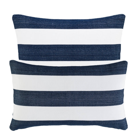 Catamaran Stripe Indoor/Outdoor Decorative Pillow | Navy/White
