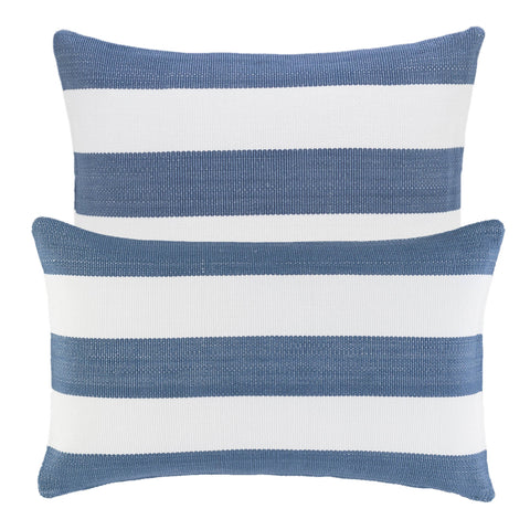 Catamaran Stripe Indoor/Outdoor Decorative Pillow | Denim/White