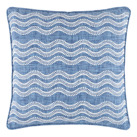 Scout Embroidered Indoor/Outdoor Decorative Pillow Cover | French Blue