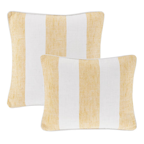 Awning Stripe Indoor/Outdoor Decorative Pillow Cover | Soft Yellow