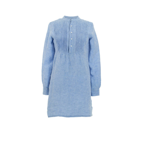 Chambray Pleated Linen Tunic | French Blue