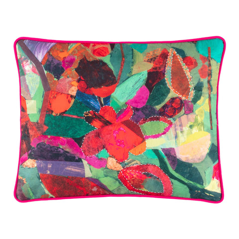 Bunny Flower Felt Embroidered Decorative Pillow Cover | Multi