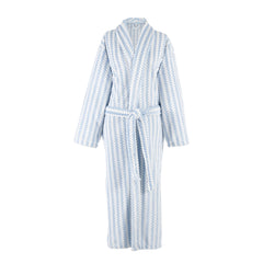 Bubble Stripe Fleece Robe | Soft Blue
