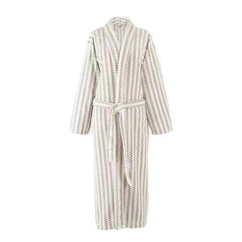 Bubble Stripe Fleece Robe | Grey