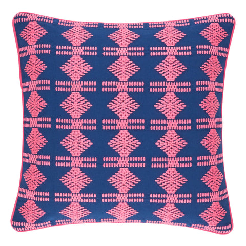 Geo Embroidered Decorative Pillow Cover | Navy