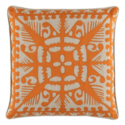Knight Wood Linen Decorative Pillow Cover | Orange