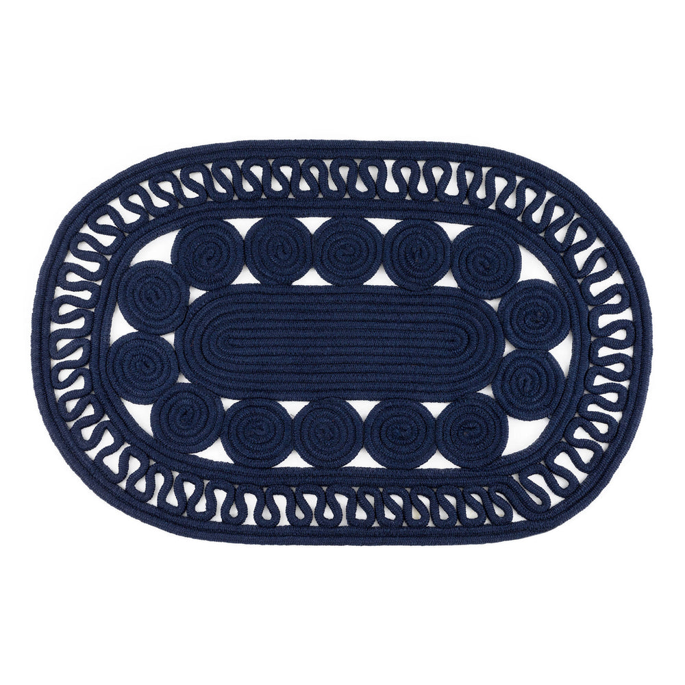 Reef Handwoven Indoor/Outdoor Oval Rug | Navy