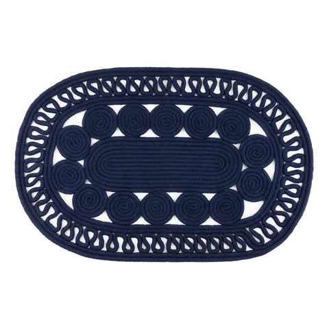 Reef Handwoven Indoor/Outdoor Oval Rug | Navy