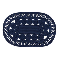 Reef Handwoven Indoor/Outdoor Oval Rug | Navy