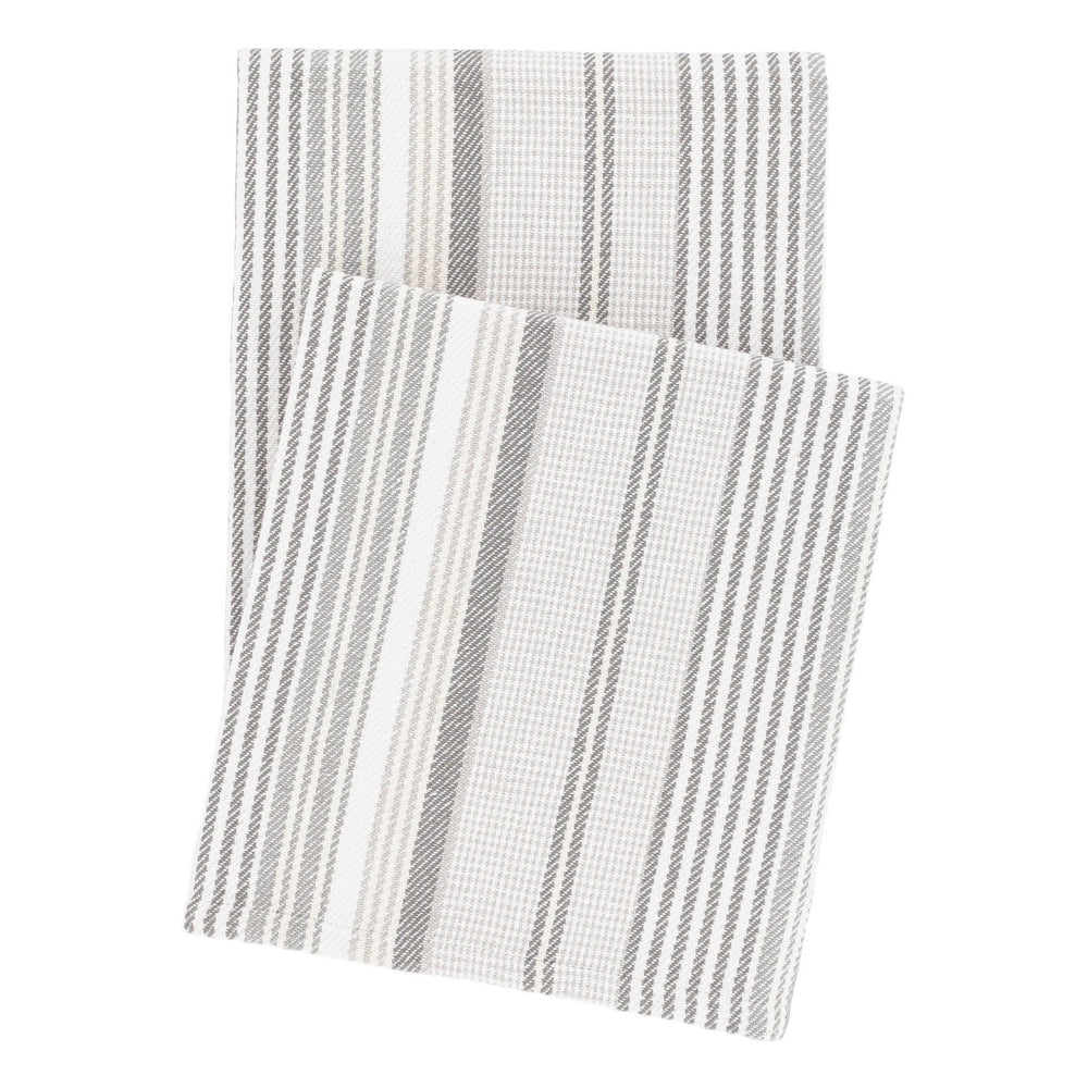 Gradation Ticking Woven Cotton Throw | Grey