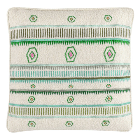 Spring Bush Embroidered Decorative Pillow Cover | Green
