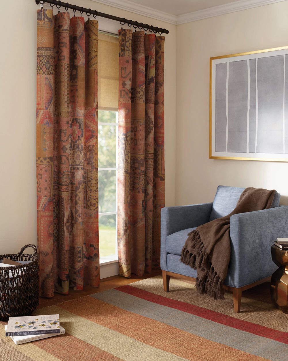 Anatolia Linen Curtain Panel | Orange