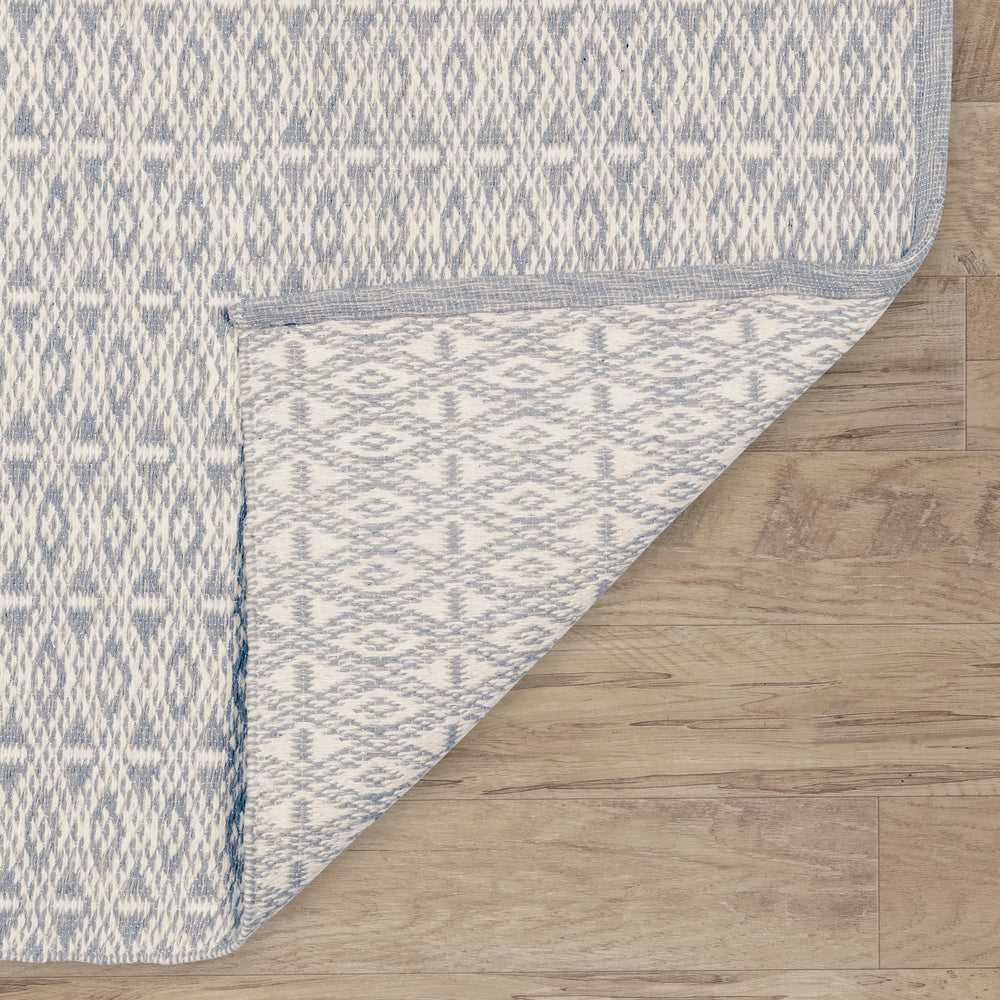 Optic Diamond Handwoven Cotton Rug | Grey/Ivory