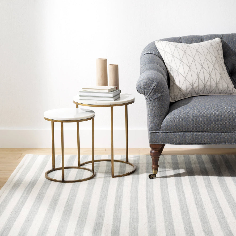 Ladder Stripe Handwoven Wool Rug | Grey/Ivory