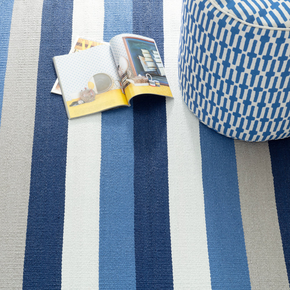Ocean Stripe Handwoven Indoor/Outdoor Rug | Blue