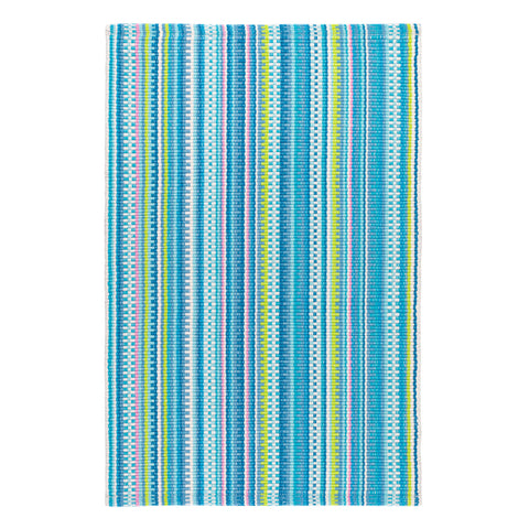Lucky Stripe Handwoven Cotton Rug | Blue/Green