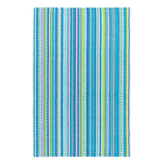 Lucky Stripe Handwoven Cotton Rug | Blue/Green
