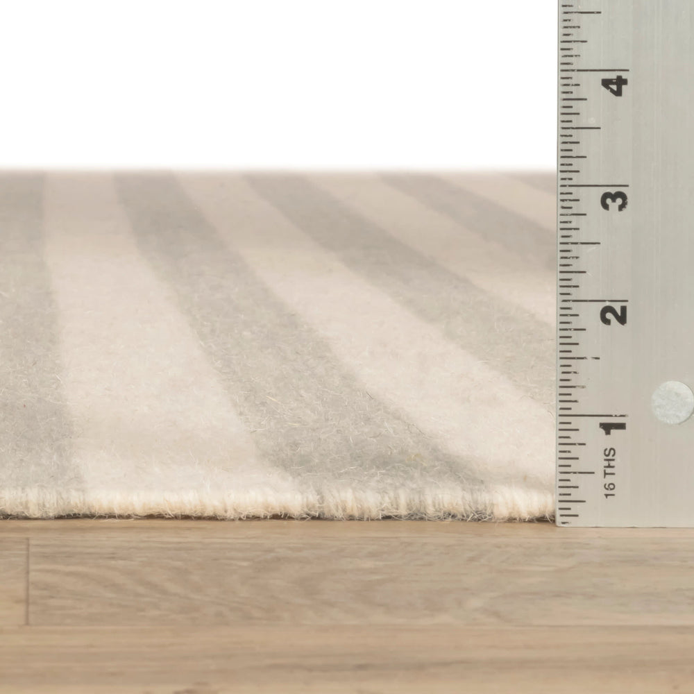 Ladder Stripe Handwoven Wool Rug | Grey/Ivory