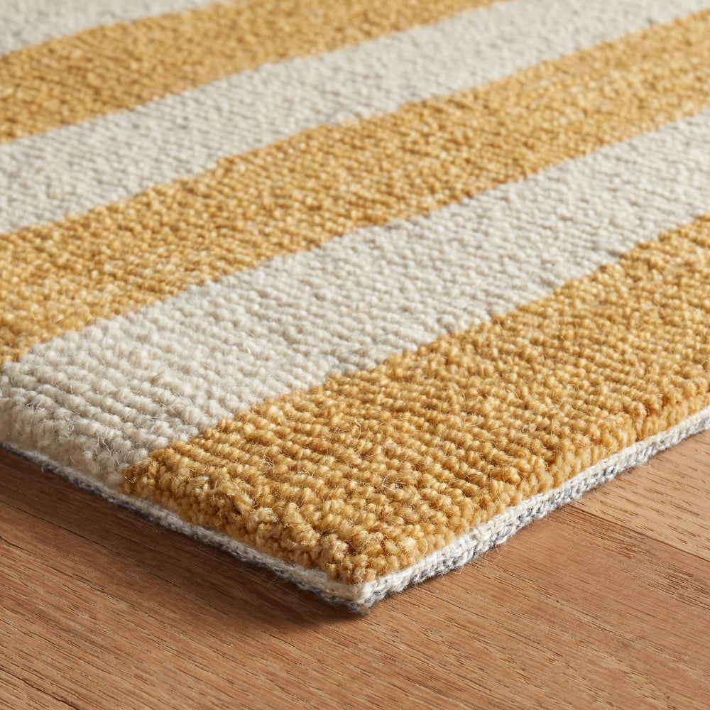Silas Stripe Hand Micro Hooked Wool Rug | Gold