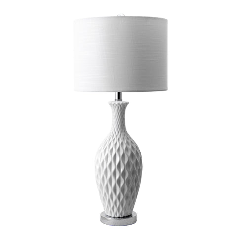 28-inch Diamante Textured Ceramic Table Lamp | Ivory