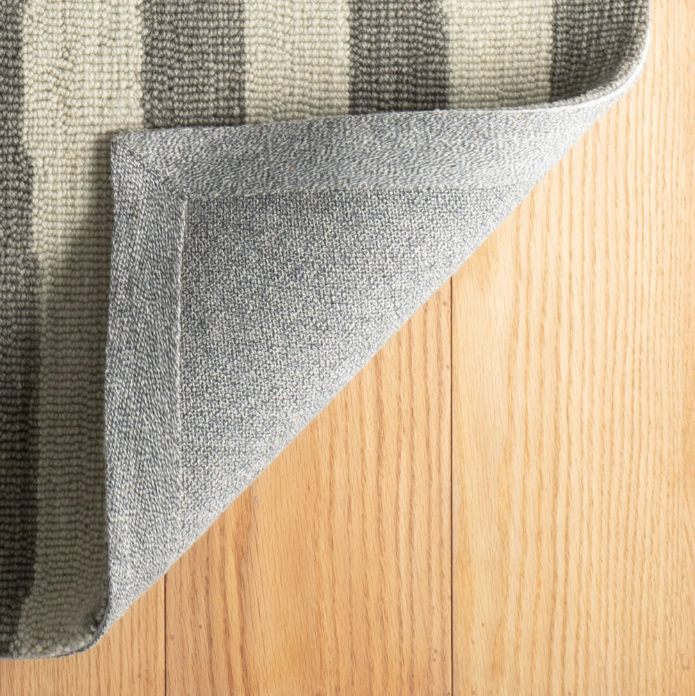 Silas Stripe Hand Micro Hooked Wool Rug | Grey