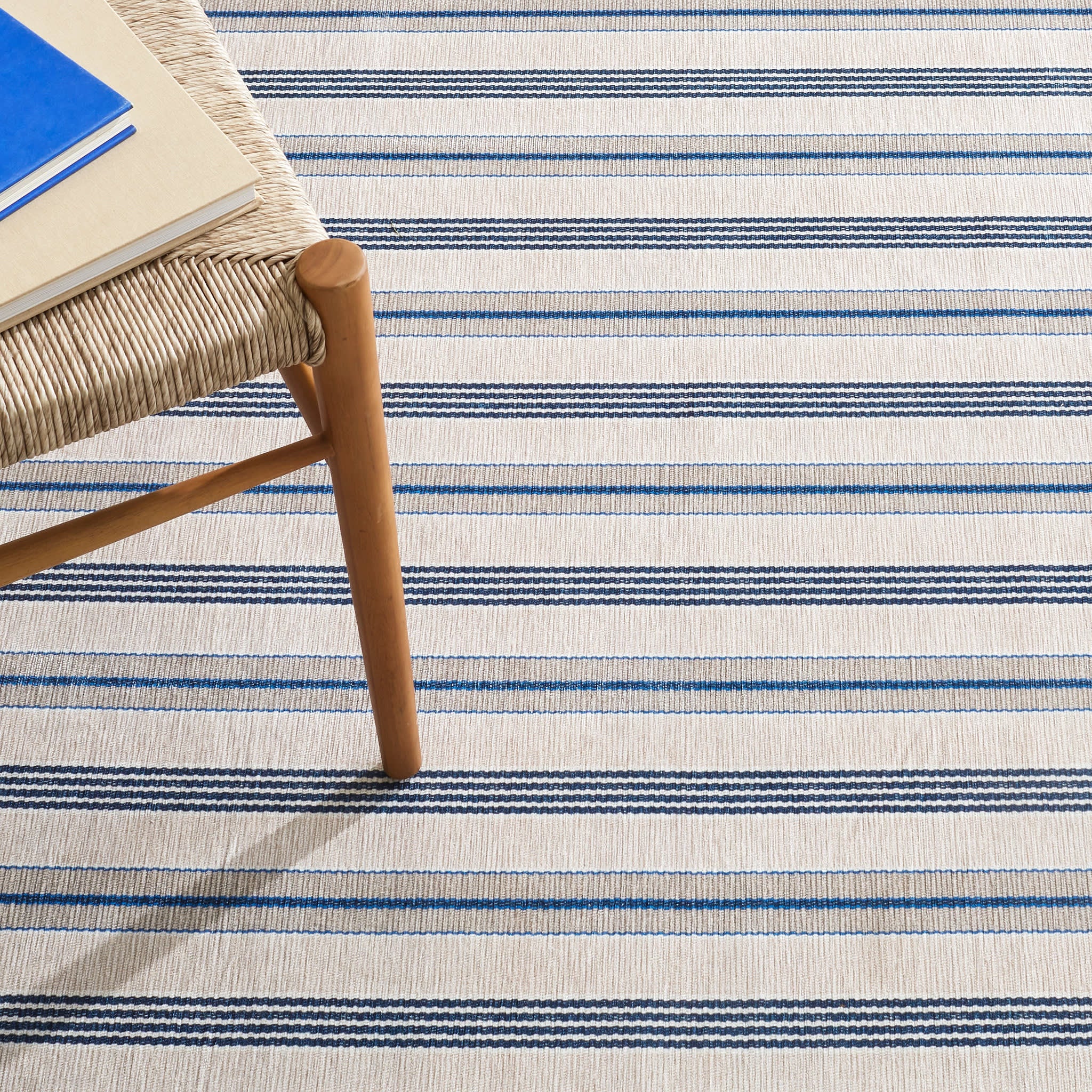 Nimes Ticking Machine Washable Rug | Neutral – Annie Selke