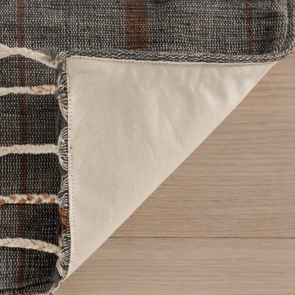 Nare Striped Handmade Cotton Rug | Grey