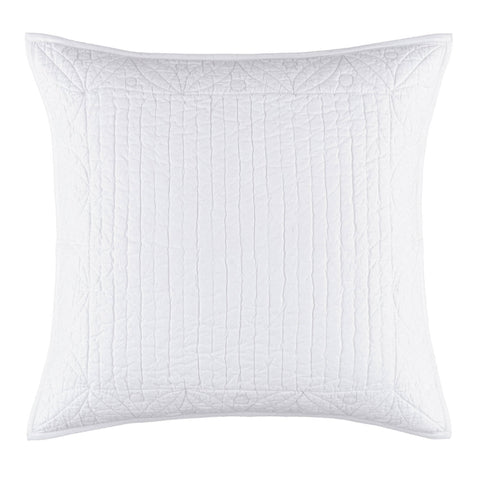 Tea & Toast Quilted Decorative Pillow Cover | White