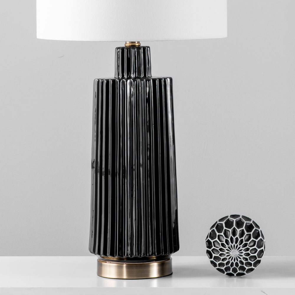 31-inch Fluted Ceramic Block Table Lamp | Black