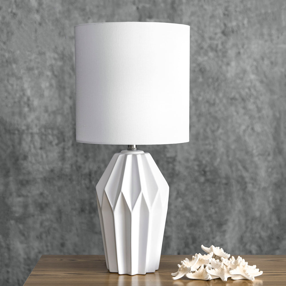 24-inch Cressida Ribbed Ceramic Table Lamp | White