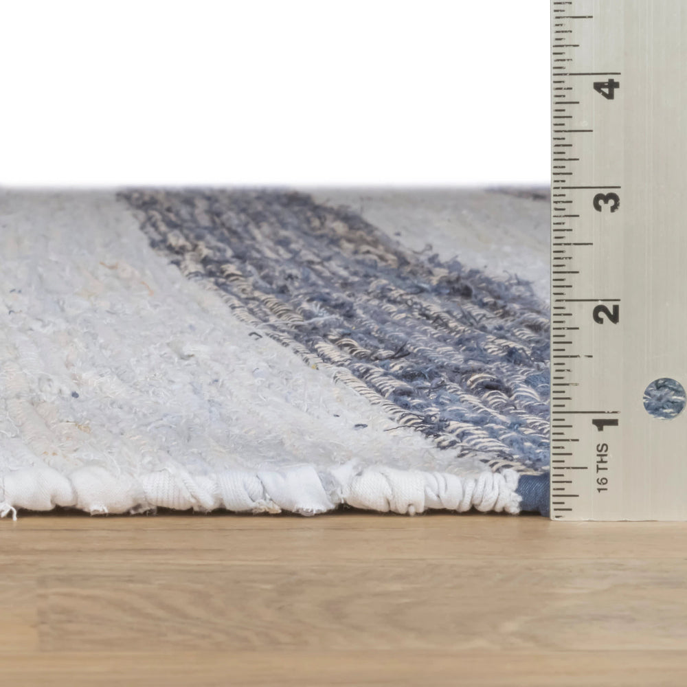 Striped Rag Handwoven Cotton Rug | Denim