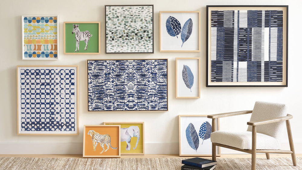Block Print Leaf Wall Art | Indigo