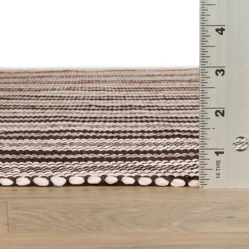 Ticking Stripe Handwoven Indoor/Outdoor Rug | Black/Ivory