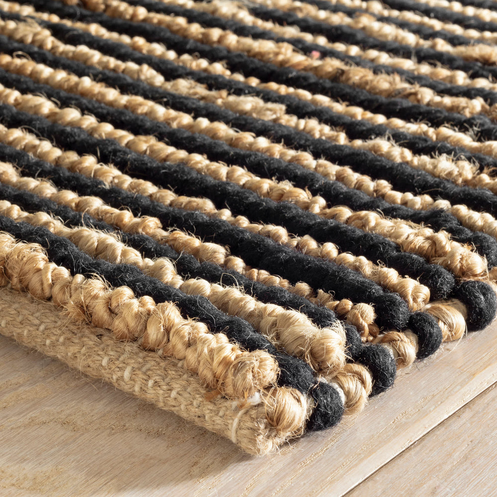 Twiggy Handwoven Wooljute Rug | Black