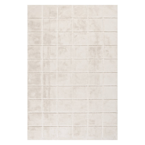 Tessera Grid Plush Cloud Washable Rug | Off White