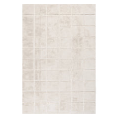 Tessera Grid Plush Cloud Washable Rug | Off White