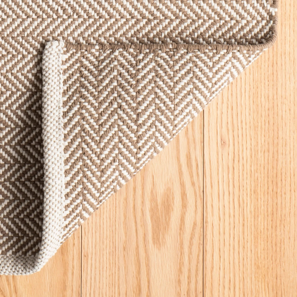 Herringbone Handwoven Cotton Rug | Stone