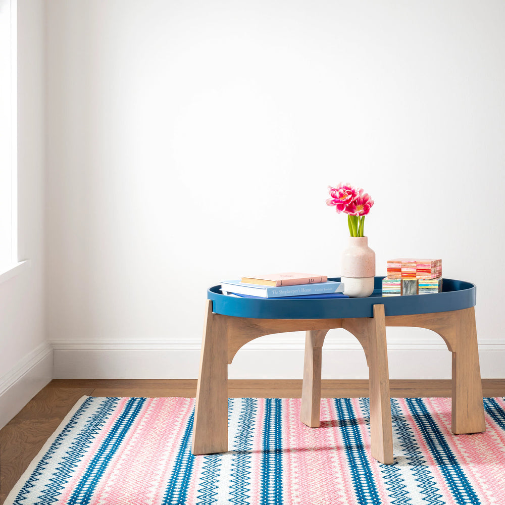 Zippie Stripe Handwoven Cotton Rug | Berry
