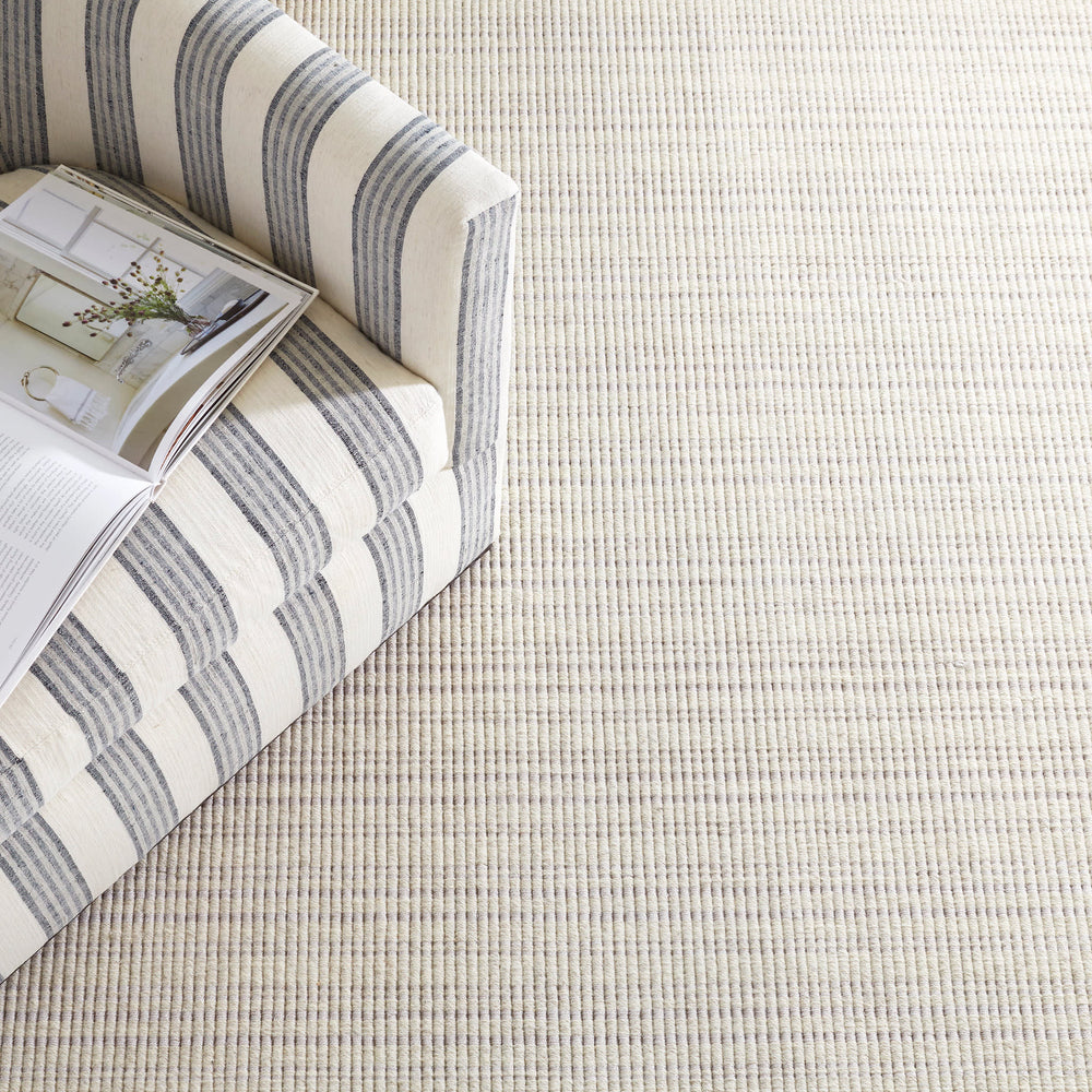 Warren Ticking Woven Wool Custom Rug | Silver