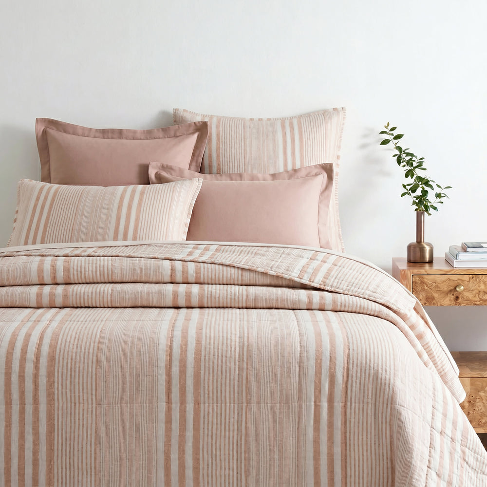 Carolina Stripe Quilted Sham | Coral