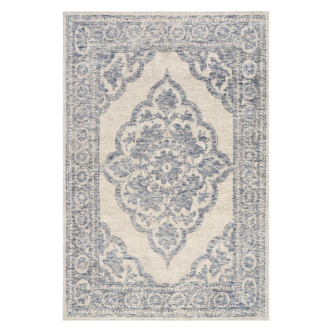 Istanbul Hand-Tufted Ornate Border Wool-Blend Rug | Dark Blue